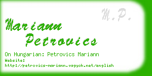 mariann petrovics business card